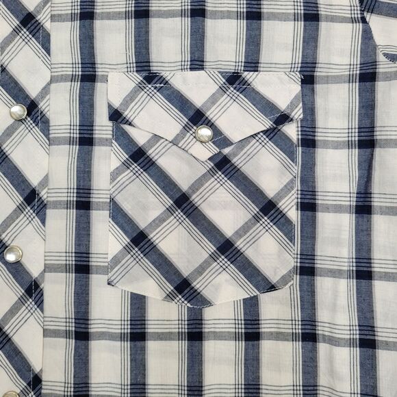 Vintage LEE Snap Button Shirt Large 22x29 Blue - Picture 11 of 14